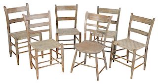 Assembled Set of Six Thumb Back Chairs