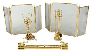 Collection of Brass Fireplace Equipment