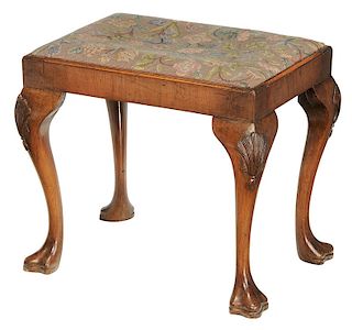 Chippendale Style Carved Needlepoint Footstool
