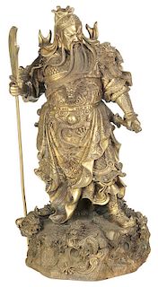 Large Asian Bronze Figure Of A Standing Warrior
