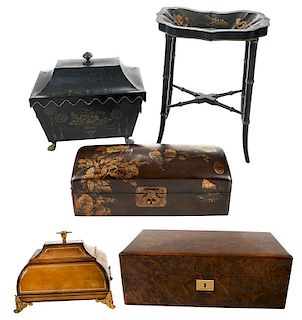 Group Of Five Objects/Four Boxes And Tray