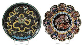 Two Asian Cloisonné Table Items With Dragons