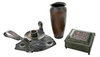 Three Arts And Crafts Metal Objects