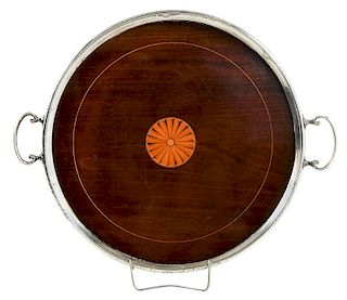 Gorham Inlaid Wood and Sterling Tray