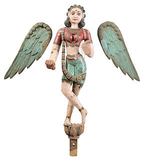 Carved and Polychromed Figure with Wings