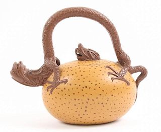 Egg Form Yixing Teapot with Dragon & Hatchling