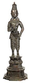 Large Asian Standing Bronze Figure Of Buddha