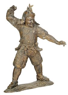 Asian Bronze Figure Of A Standing Warrior