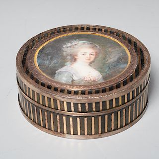 French gold inlaid box with portrait