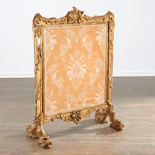 Fine and large Louis XV giltwood fire screen