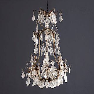 Louis XV style bronze and rock crystal chandelier
