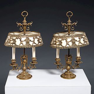 Pair European Neoclassic bronze table lamps