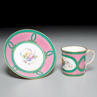 Vincennes/Sevres porcelain cup and saucer