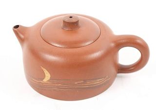 Chinese Yixing Zisha Teapot w/ Crescent Moon Motif