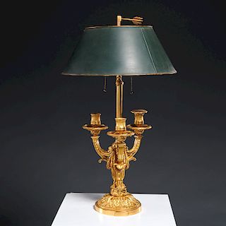 Fine Louis XVI gilt bronze bouillotte lamp