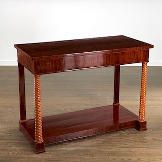 Biederemeier mahogany and fruitwood pier table