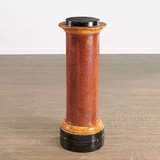 Faux porphyry and marble column pedestal