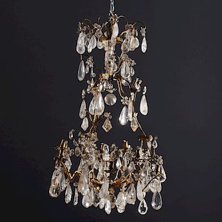 Louis XV bronze and rock crystal chandelier