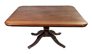 A George III Mahogany Tilt-Top Breakfast Table, Height 30 x width 57 x depth 48 inches.