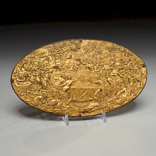 Fine Continental gilt bronze plaque of Bacchanalia
