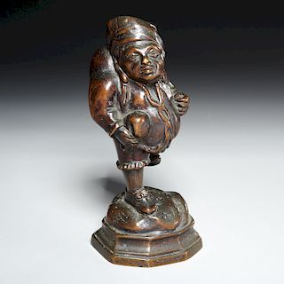 Continental bronze grotesque figure