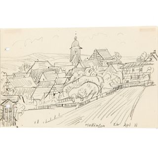 Deszo Mellinger (attrib.), Village sketch, 1926
