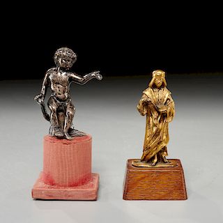 (2) Renaissance era diminutive cast bronze figures