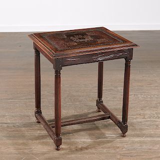 Henry II table with antique leather top
