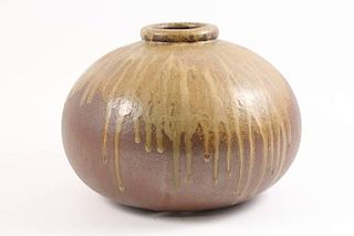 Large Japanese Bizen Ware Bulbous Vase