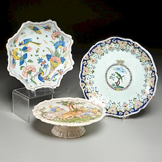 (3) antique European faience and Delftwares