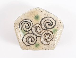 Pentagonal Oribe Pottery Incense Case, Edo Period