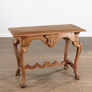 Continental Rococo carved walnut pier table