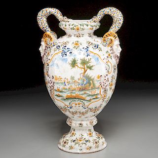 Fine antique European maiolica/faience urn