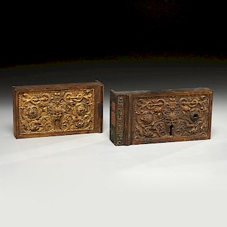 Antique Renaissance style gilt bronze lock plates