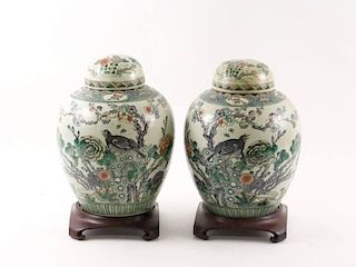 Pair of Large 19th C. Japanese Ginger Jars