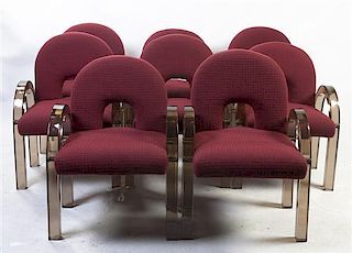 Eight American Lucite Open Armchairs, attributed to Pace, Height 35 1/2 inches.