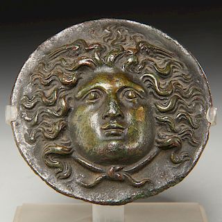 Roman bronze Medusa head phalera
