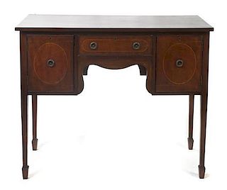 A George III Style Mahogany Sideboard, Height 34 x width 42 x depth 18 inches.