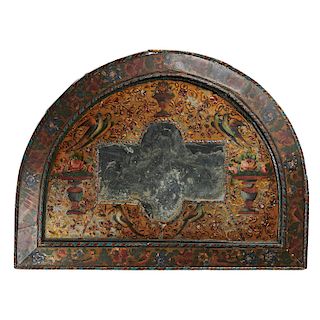 Persian Qajar painted arched mirror