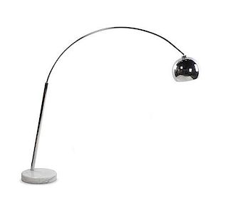 An Arco Style Chromed Steel Floor Lamp, Height 66 inches.