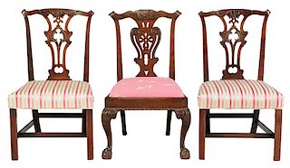 Three Chippendale Carved Mahogany Chairs