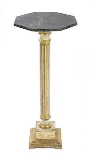 An Italian Painted and Parcel Gilt Pedestal, Height overall 38 inches.