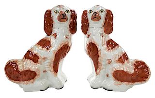 Pair Of Ceramic Staffordshire Dogs