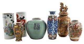 Seven Asian Porcelain Vases And Jars