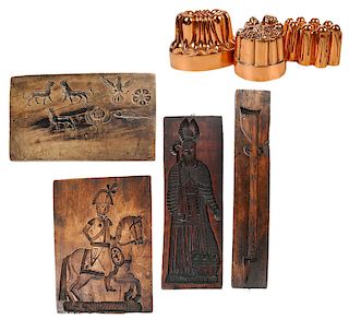 Four Springerle Boards and Three Copper Molds
