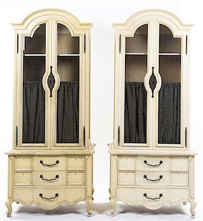 A Pair of Display Cabinets, Height 80 1/2 x width 35 1/2 x depth 18 1/4 inches.