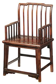 Chinese Figured Hardwood Arm Chair