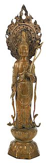 Gilt Guanyin with Lotus Blossom and Glory