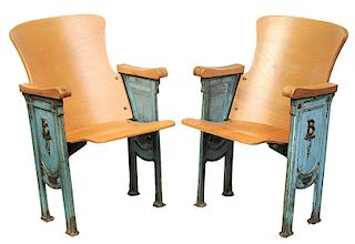 Pair Historic Asheville Theatre Chairs