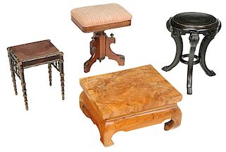Four Assorted Stools And Benches